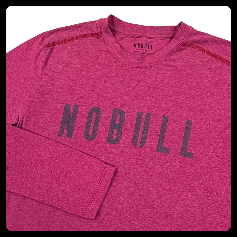 NOBULL Long Sleeve Training Tee Mens Medium Maroon Heather Polyester Blend Logo